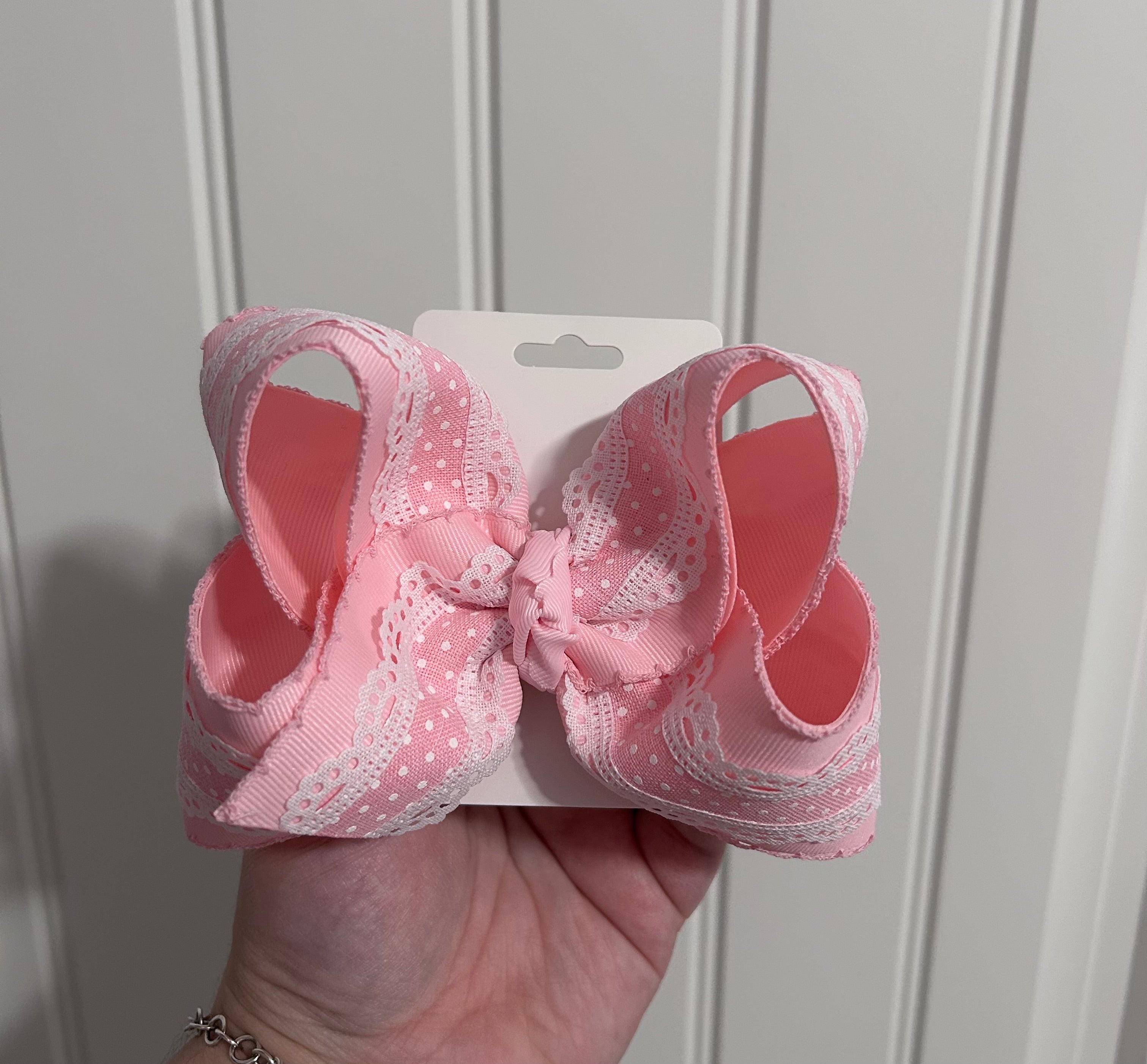 5.5” Pink/White Swiss Dot