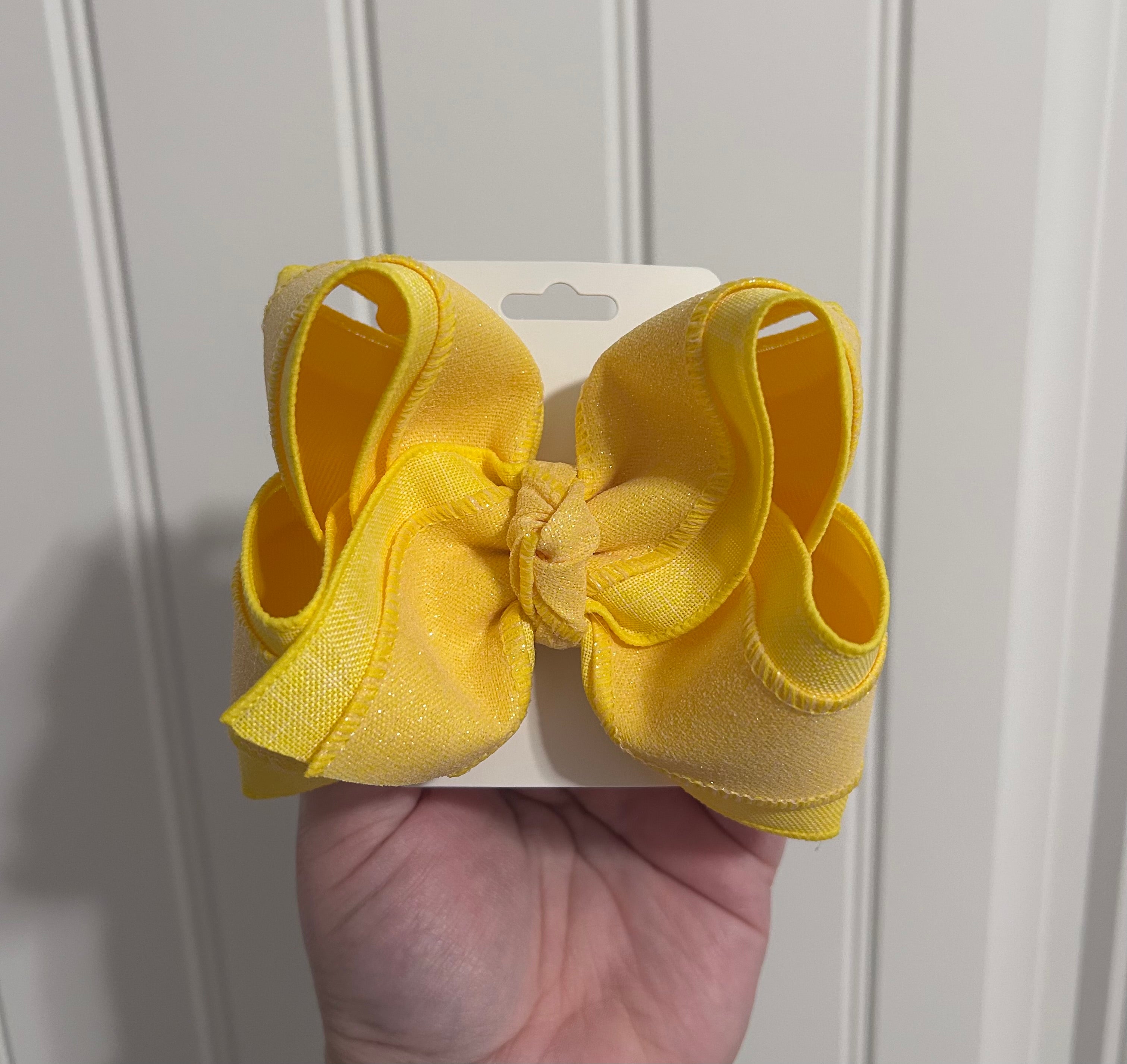 4.5” Yellow Glitter Layered Bow