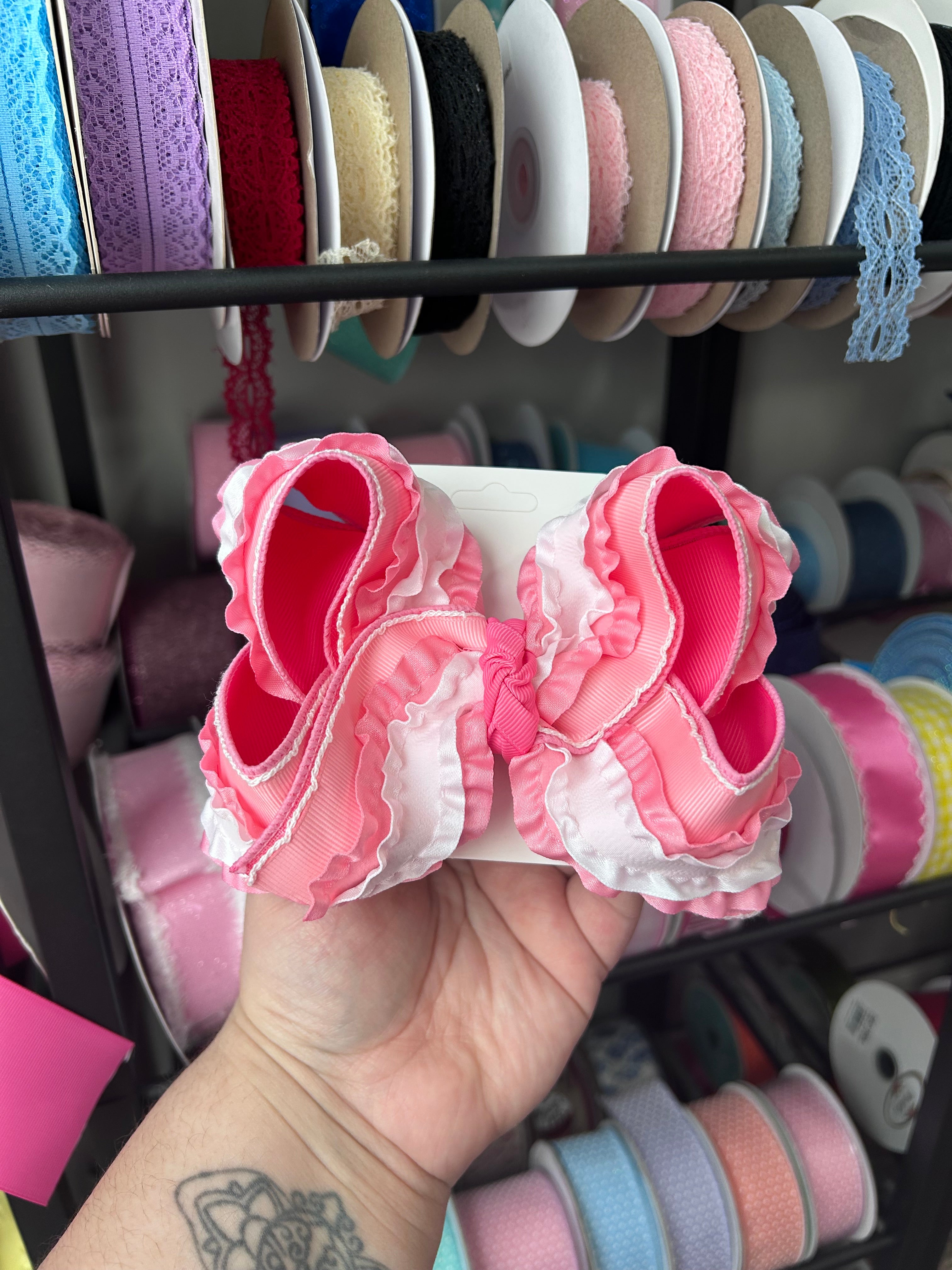 5.5” Pink Ruffle Bow