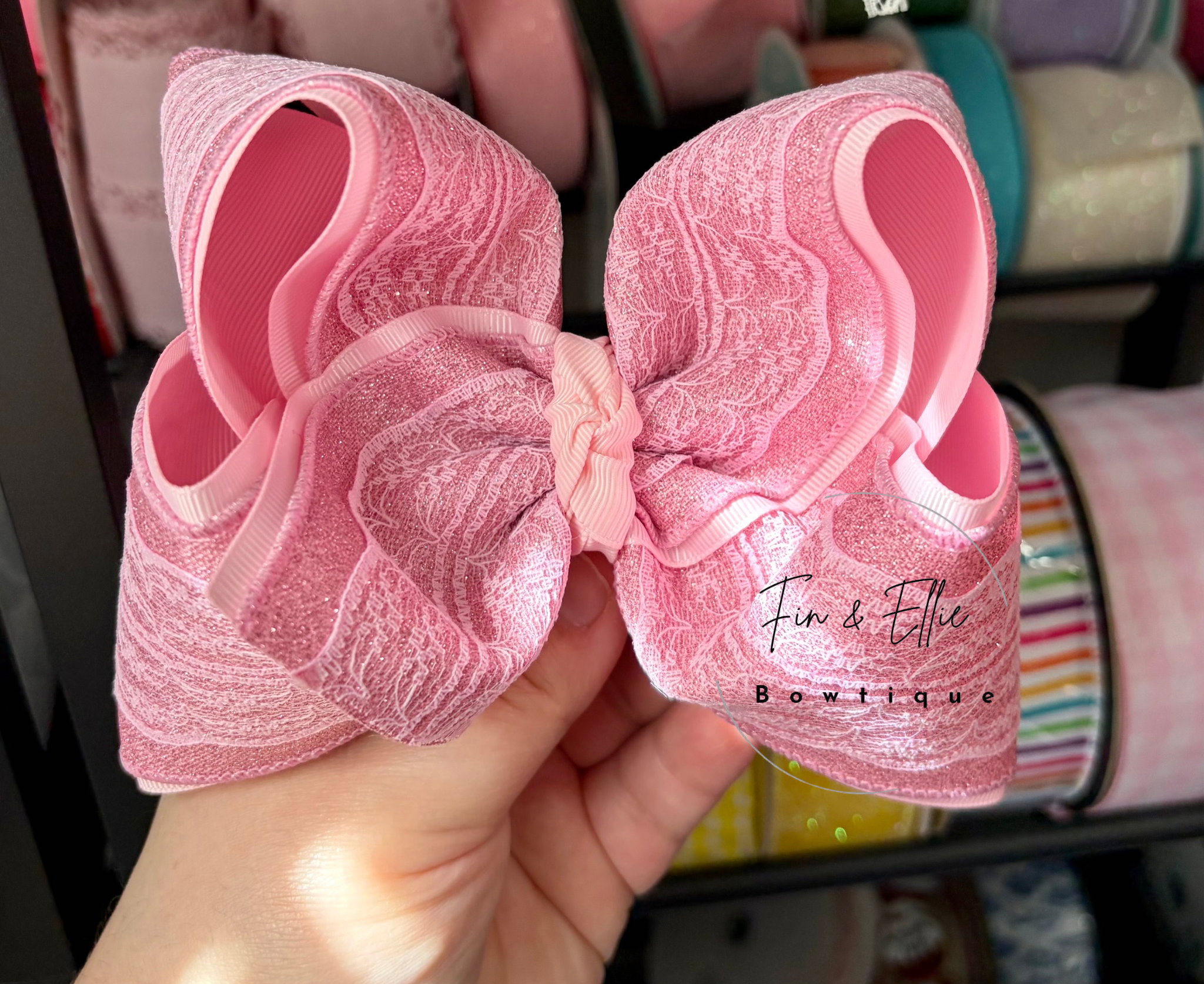 5.5” Pink Glitter Bow