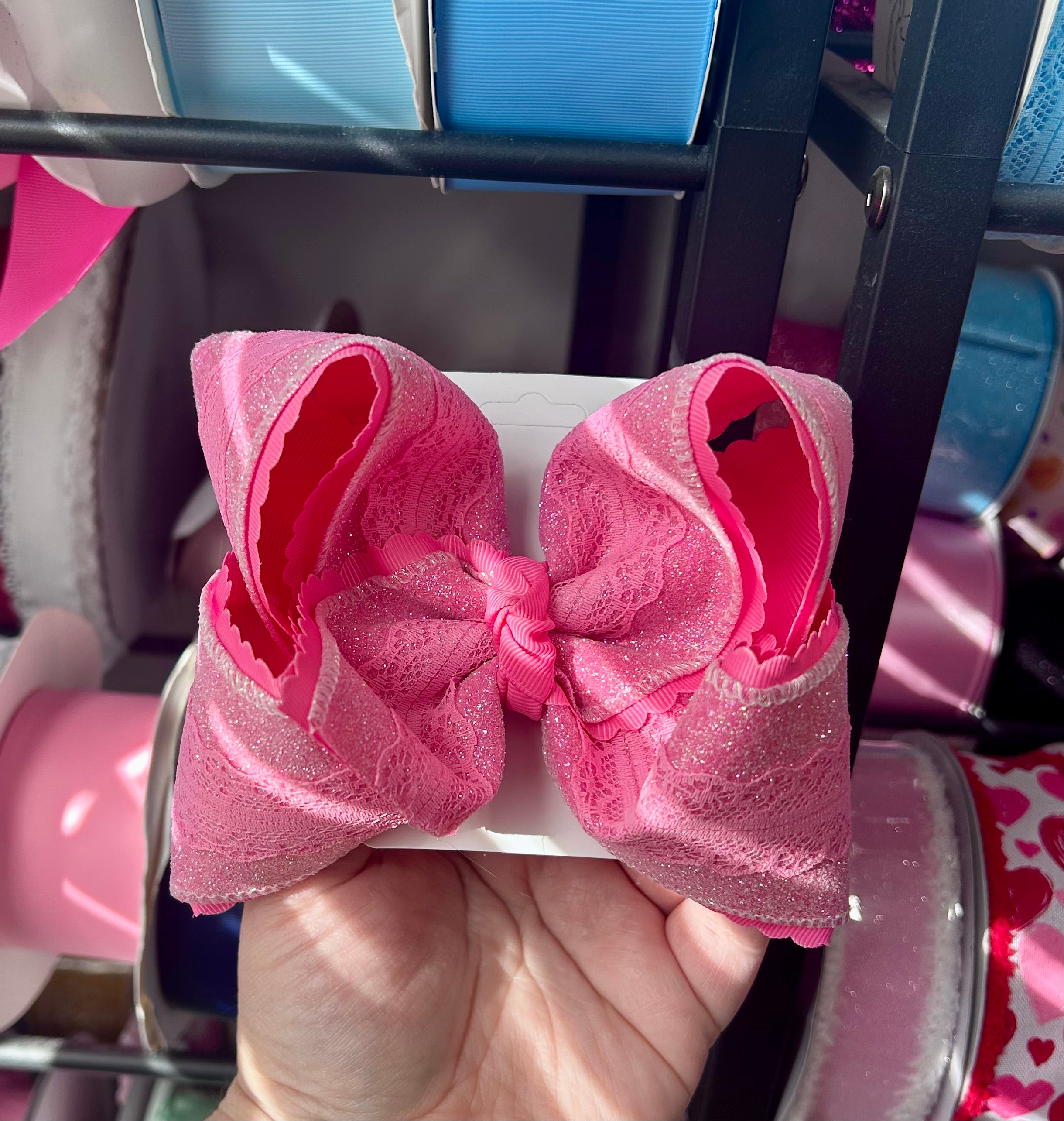 5” Pink Glitter Bow
