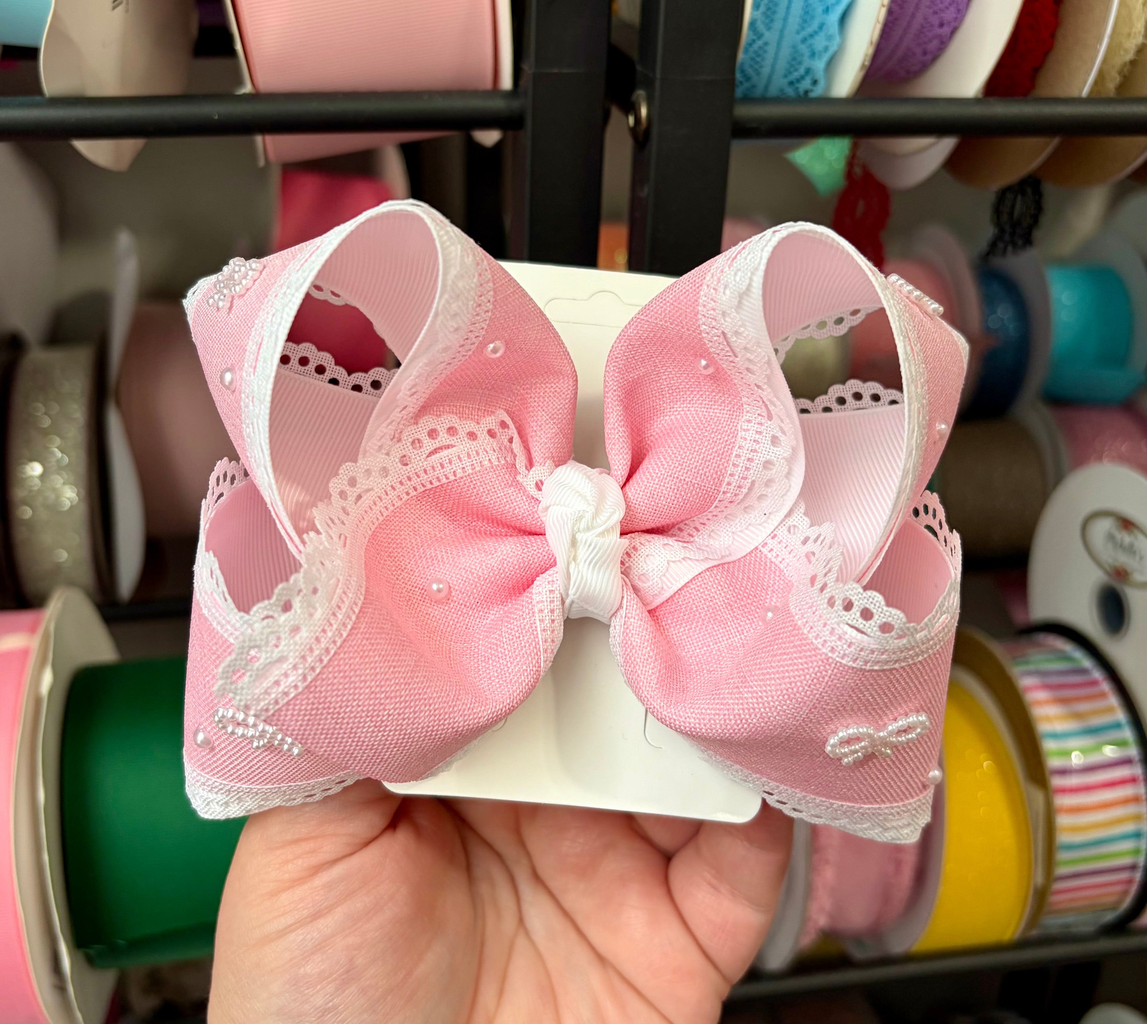 5” Pink Bow pearls
