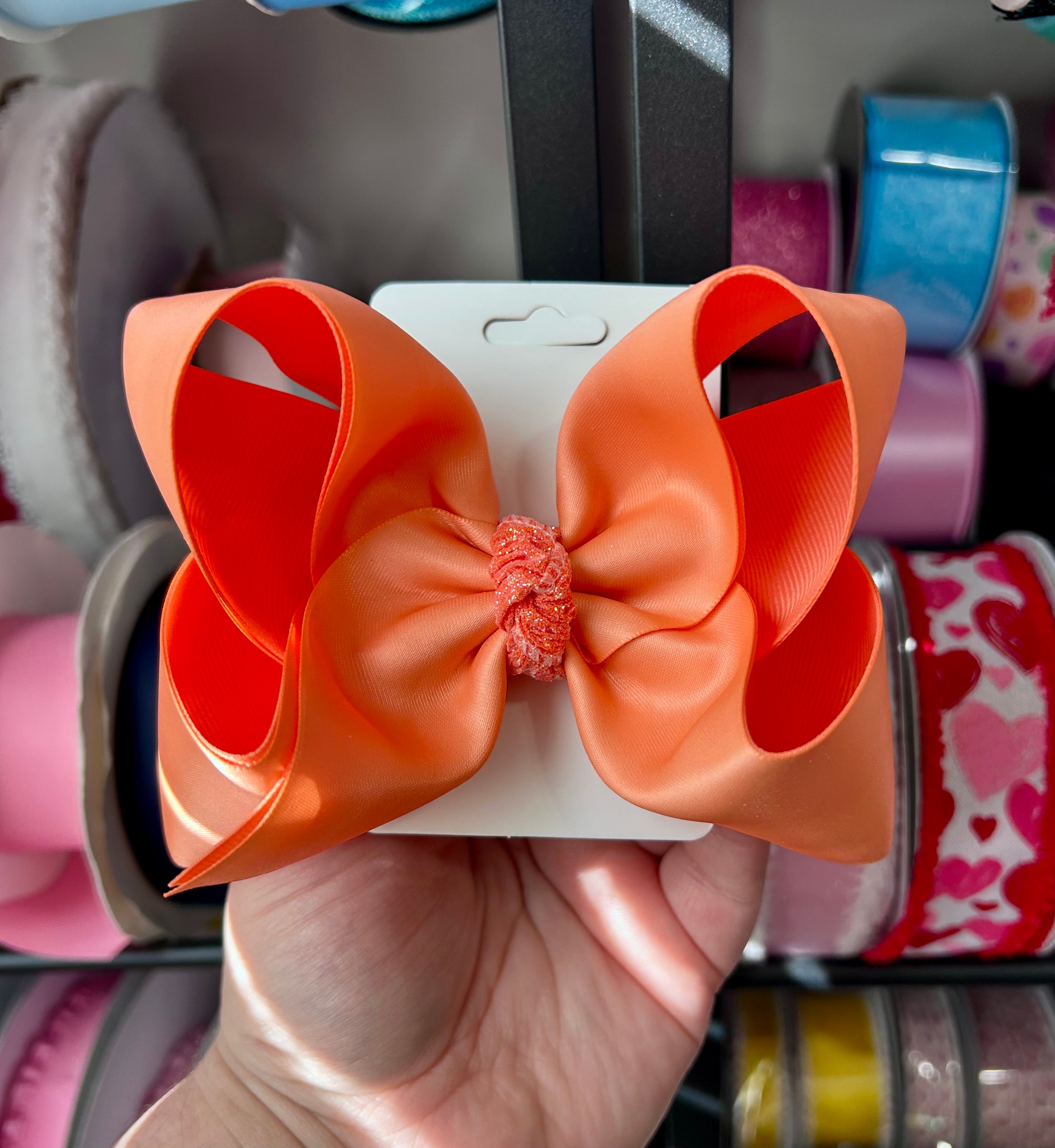 5.5” Peach Satin Bow