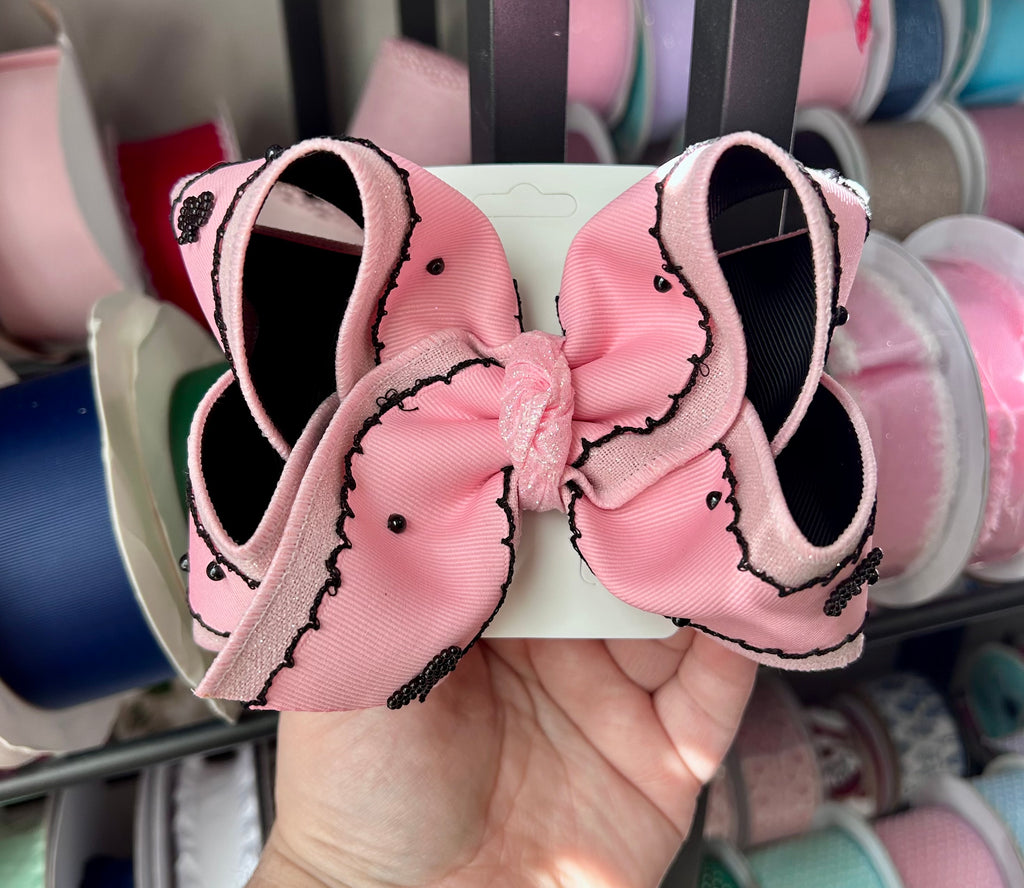 6” Pink/Black bow