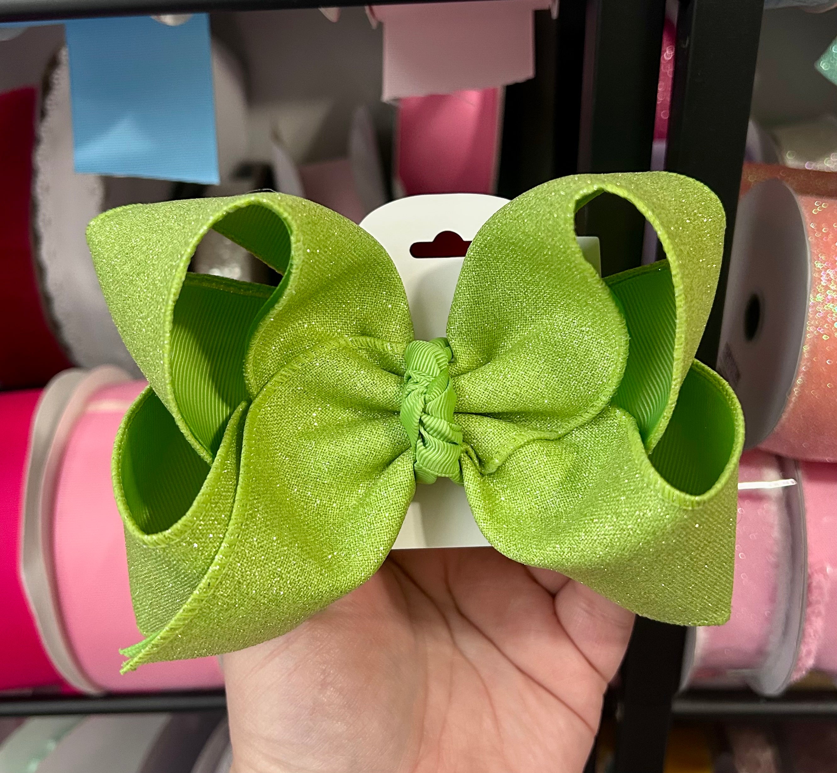 6” Green glitter bow