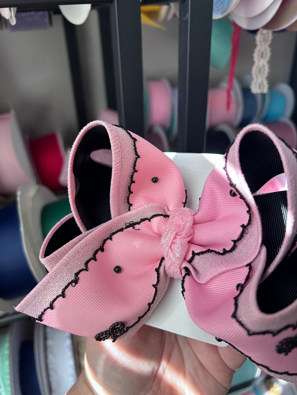 6” Pink/Black bow
