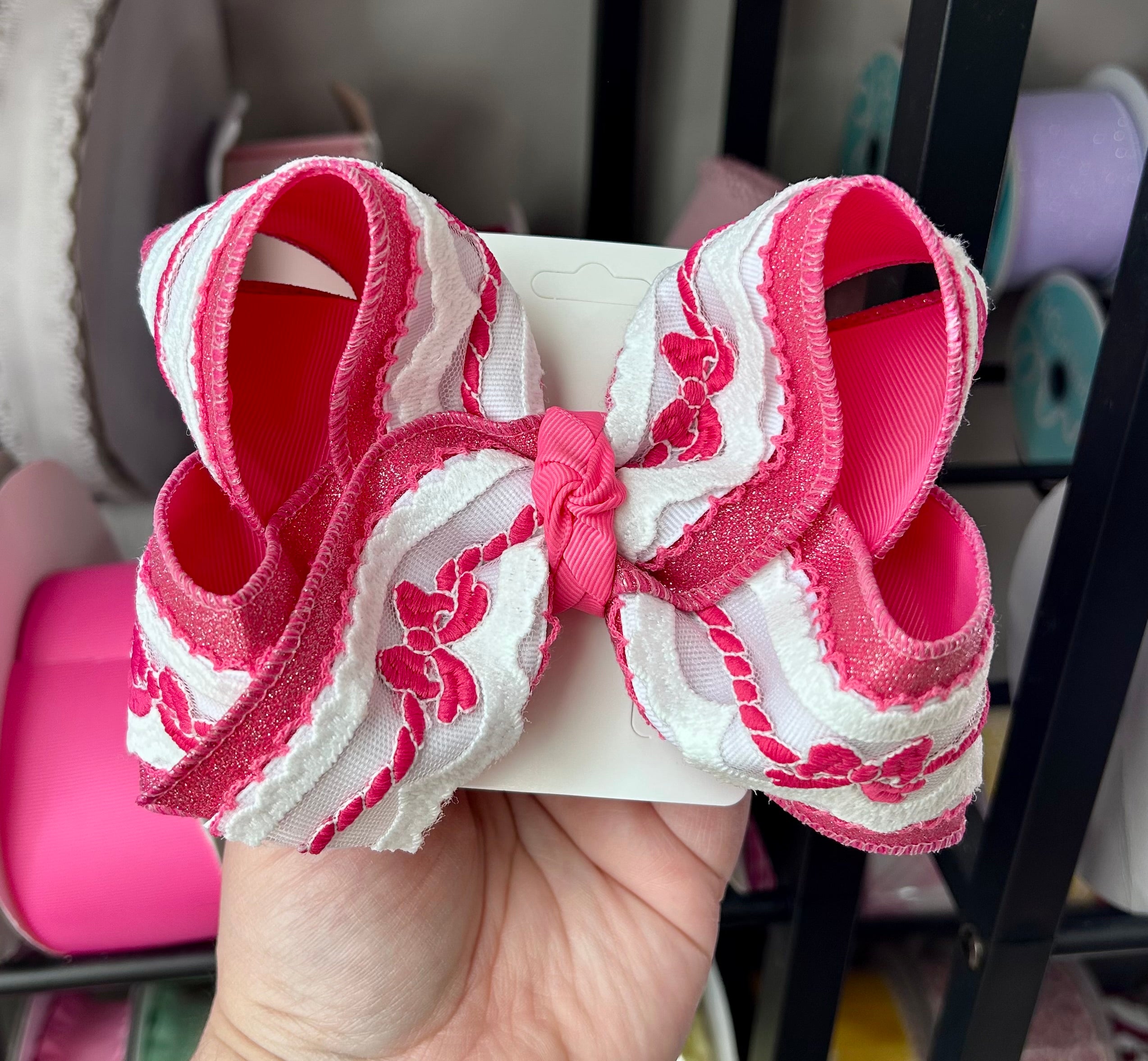 6” Hot Pink Bow lace