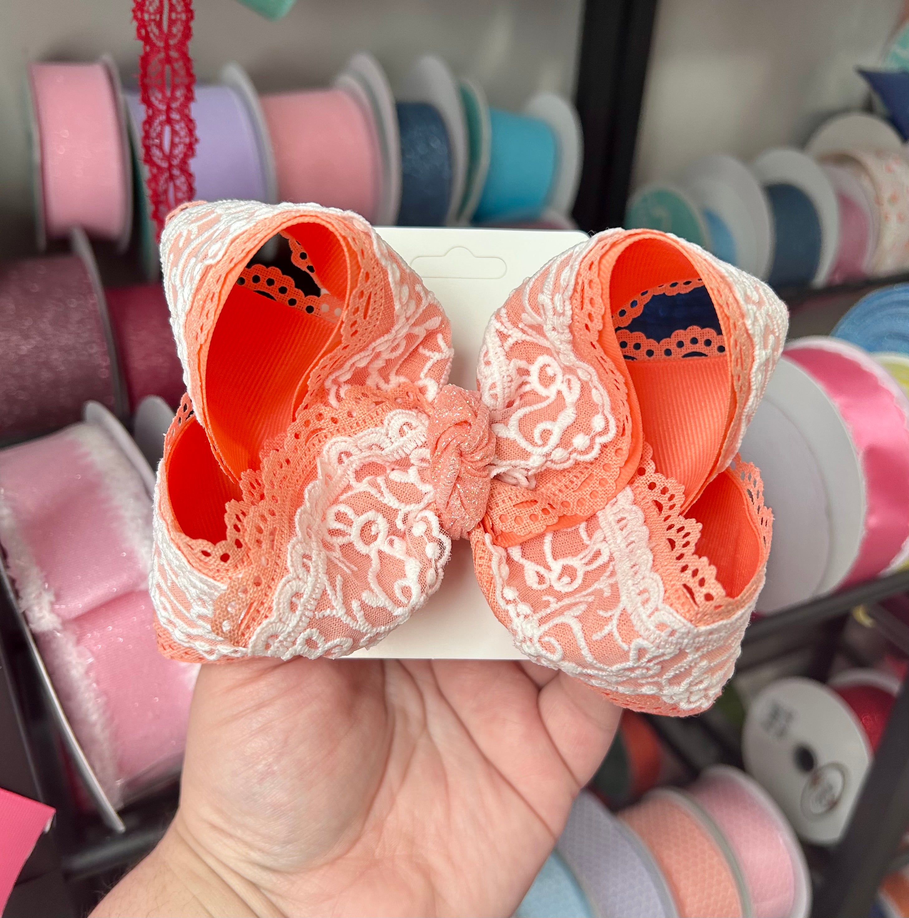 5.5” Peach Bunny Bow