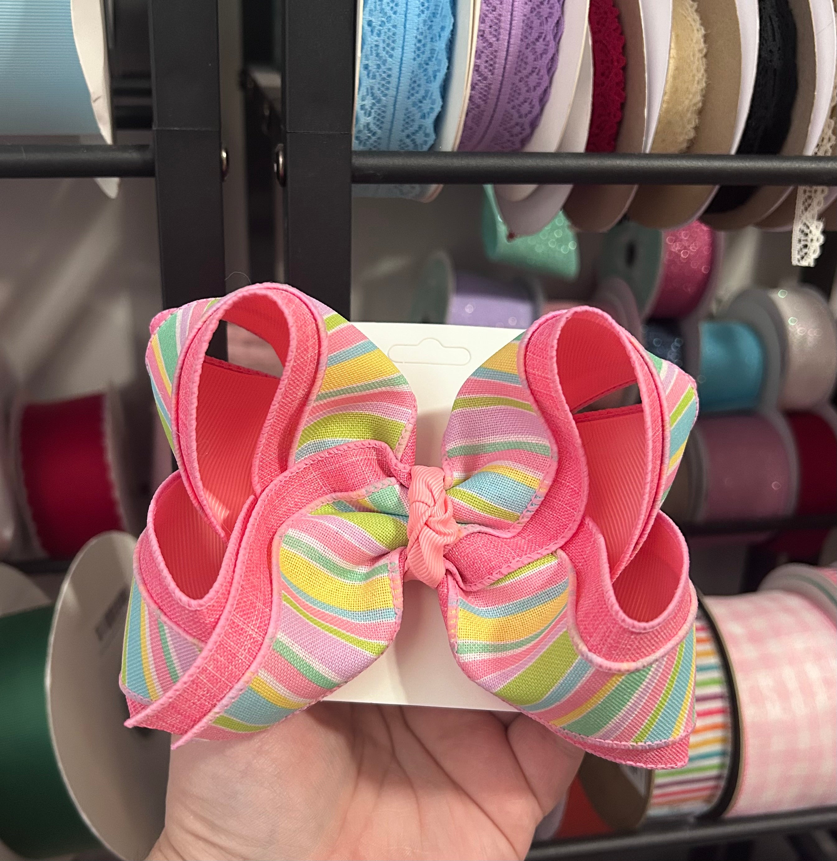 6” Spring Stripes Bow