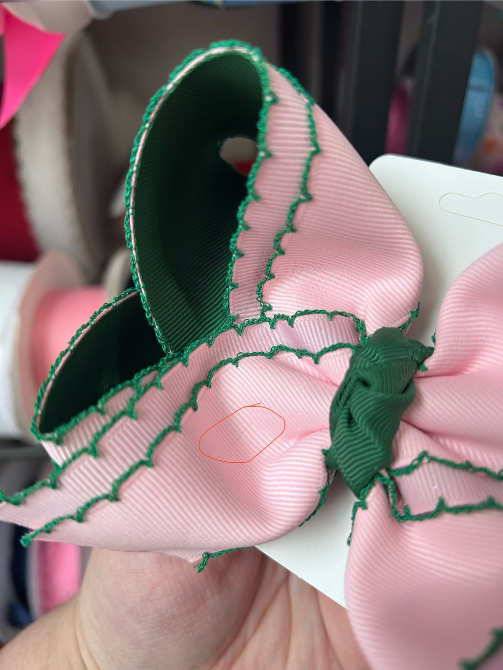 6” Flawed Pink & Green layered bow