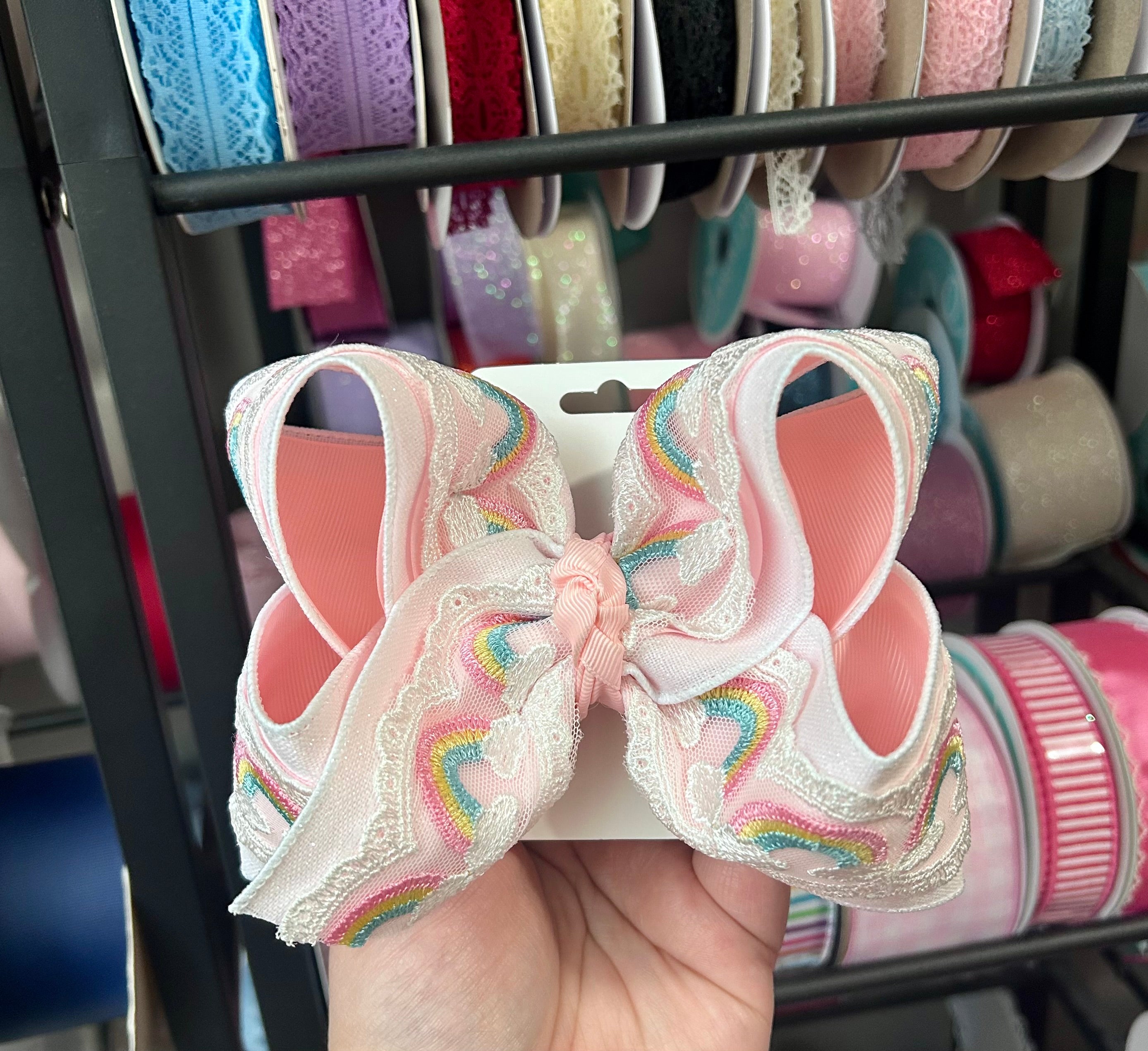 6” Rainbow Lace Glitter Bow