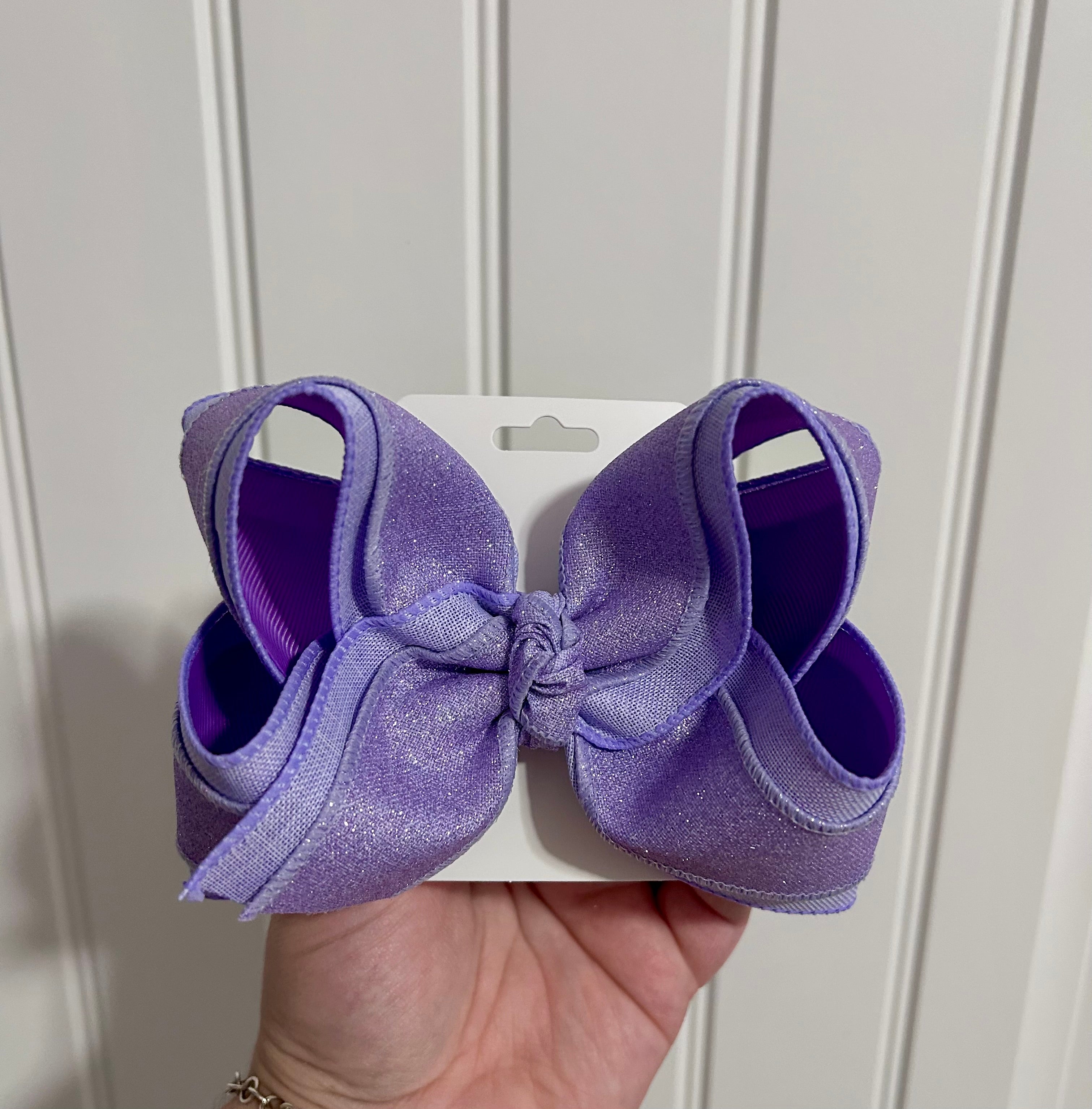 6” Purple Glitter Layered Bow