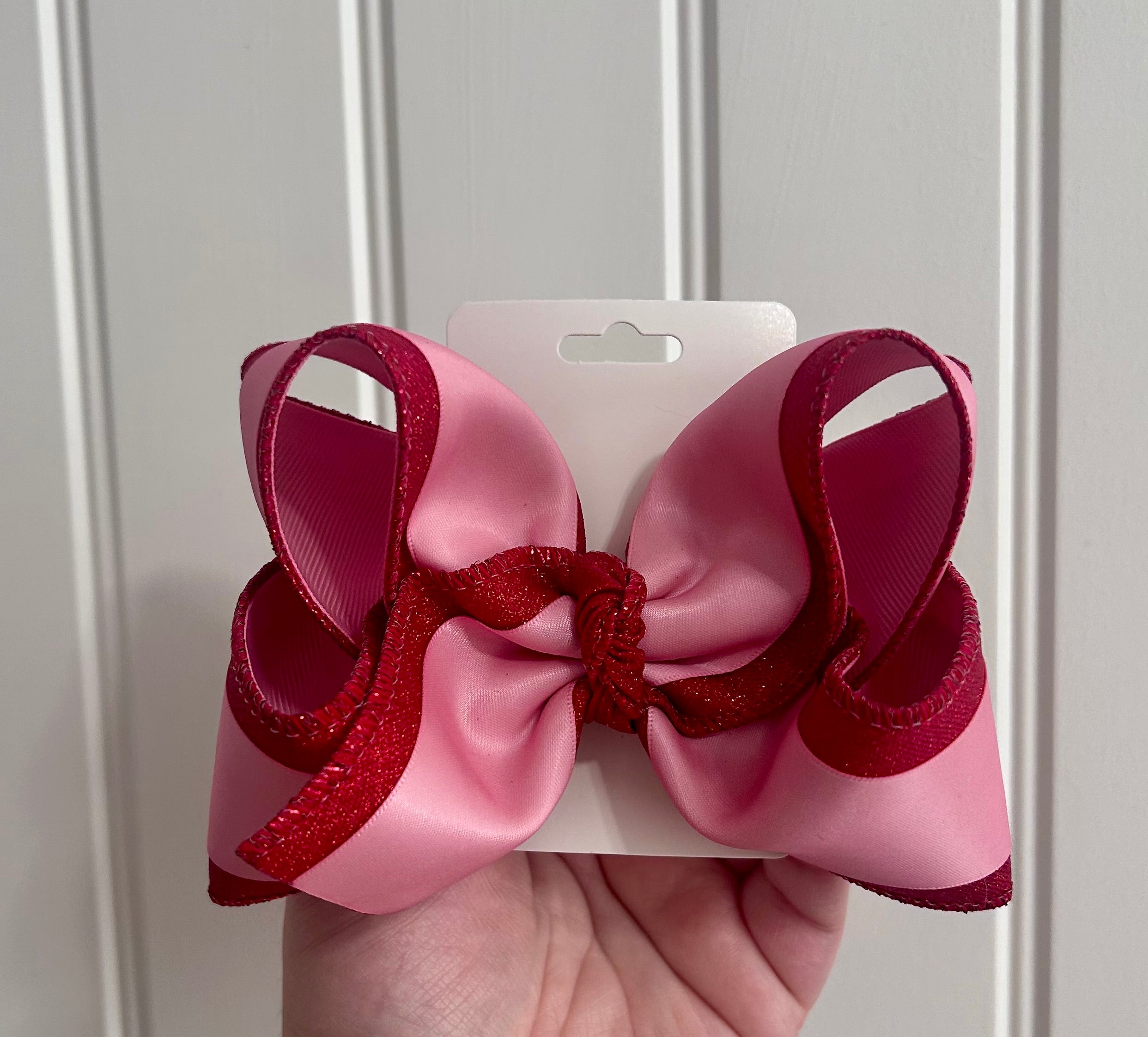 5” Red Glitter/ Pink Satin